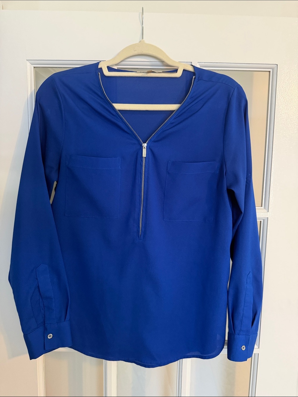 Calvin Klein Royal Blue Half-Zip Button Down Shirt